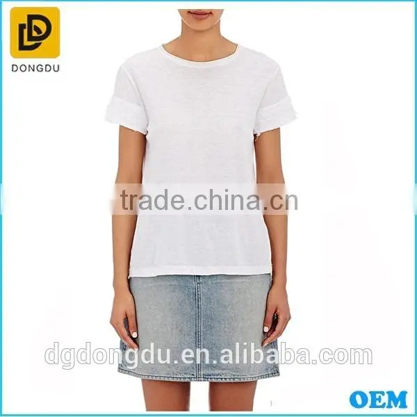 Wholesales China Casual 100% Cotton Custom White Simple Lady T shirt