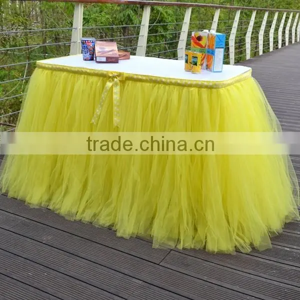 Beautiful Tutu Tulle Table Skirt Cover Yellow SD103