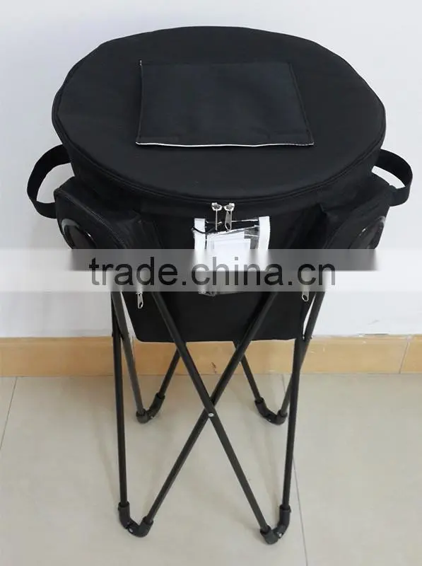 Folding portable hammock with steel tube frame stand with utility pocket