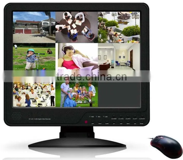 4/8 15'' LCD display model DVR H.264 standalone all-in-one DVR