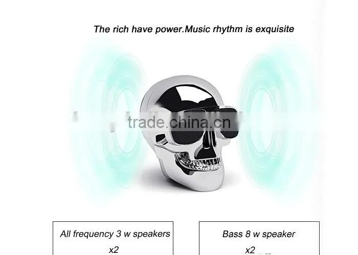 New Plastic Metallic SKULL Wireless Bluetooth Speaker Sunglass NFC Skull Speaker Mobile Subwoofer Multipurpose Speaker