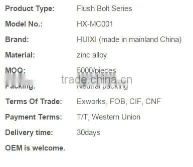MC001 good quality zinc alloy types of door bolts