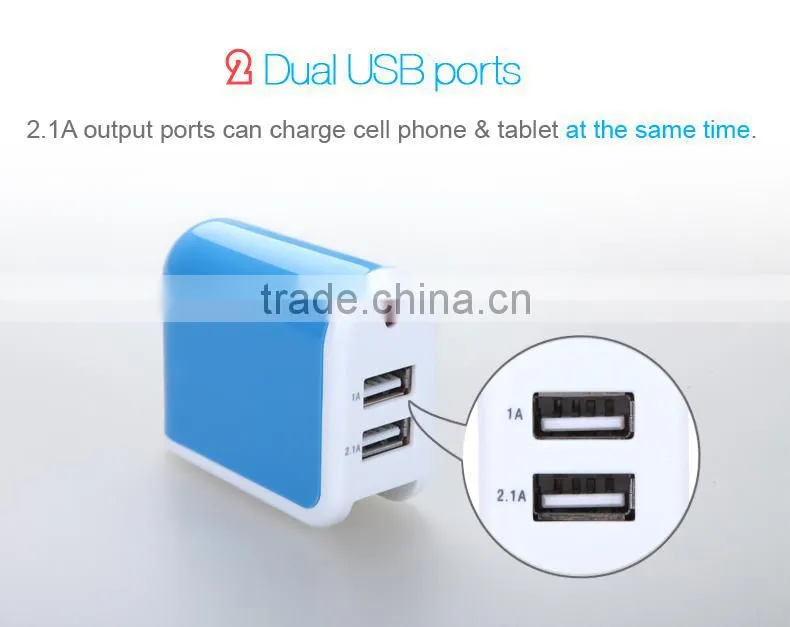 Wall charger for multi mobile phone 5V 2.1A dc output usb travel charger