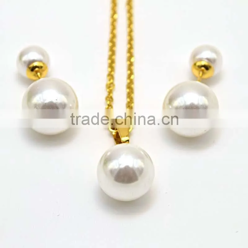 Bridal jewelry set 316l stainless steel lady pearl jewelry set