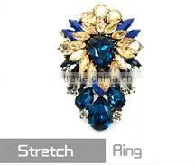 Imitation Green Gemstone Rings Fashion Alloy Rhinestone Ring