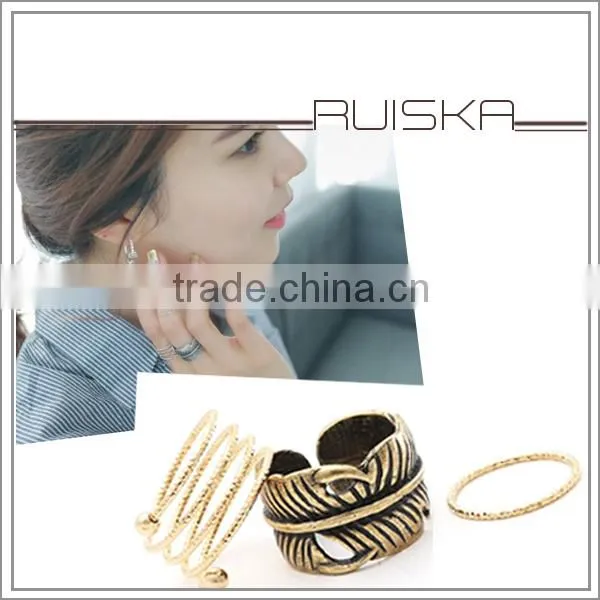 Bib Circles Vintage Leaf Tail Finger Ring