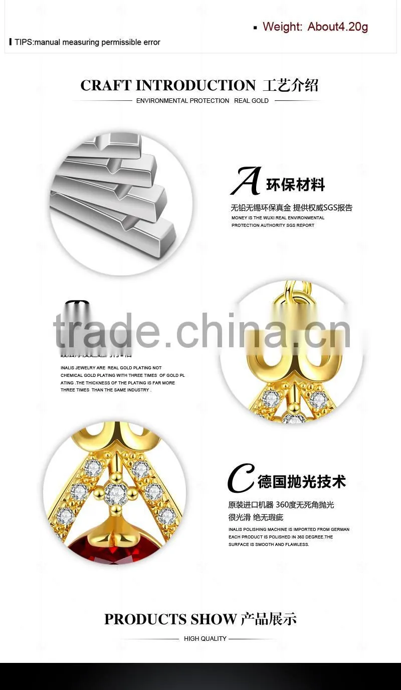 white gold plated ruby tack shape earring