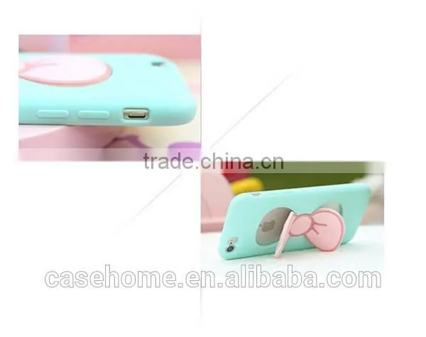 for iphone5/5s New Rabbit Ear Silicone TPU soft Stand cover case