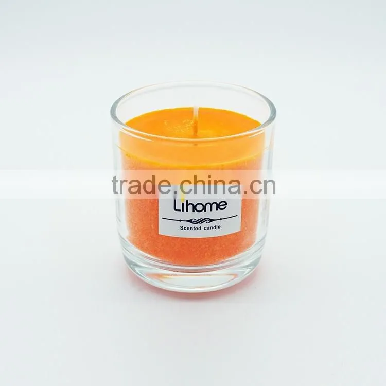 pink wax scented candle in glass jar,multi-colored and difference size are available