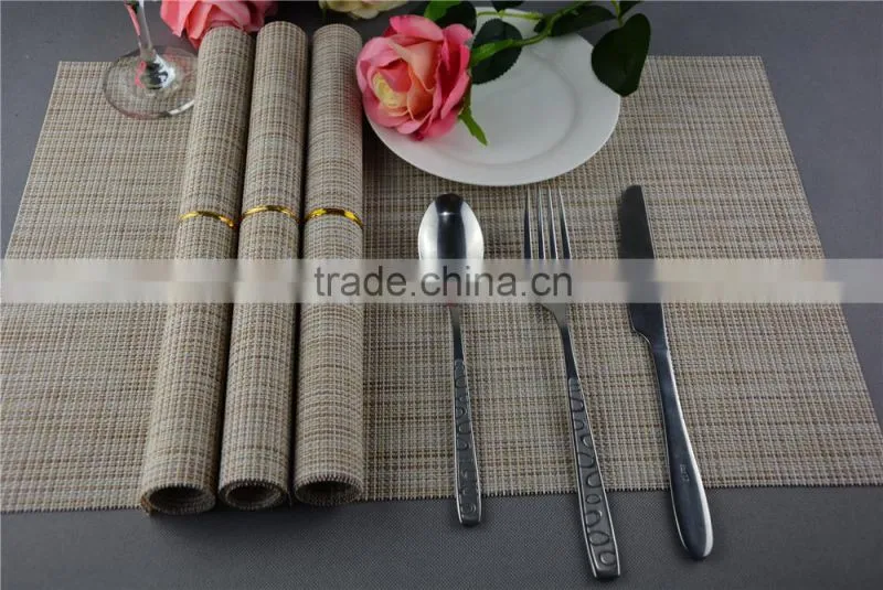 Table decoration PVC solid color disposable flaxen linen table placemat 45*30cm
