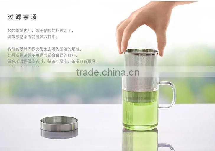 SAMADOYO Elegant Glass Mugs with Strainer, Handle and Lid the Best Choice as Xmas Gift
