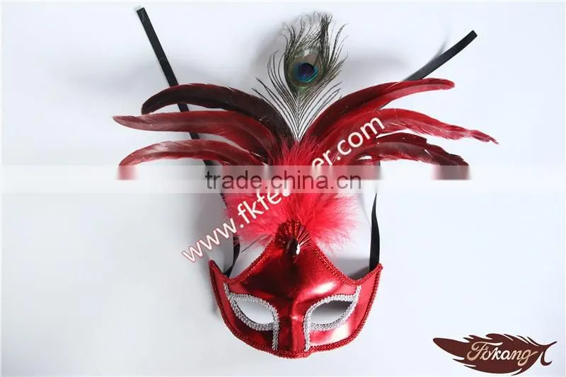 Wholesale Party Mask With Rooster Tail Feather Decoration