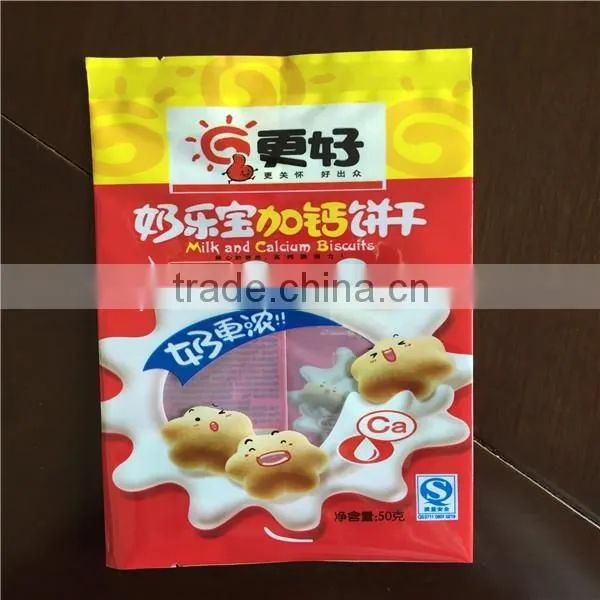 printed cookie packaging/biscuit packaging bag/snack plastic packaging sachet/stand up pouch with clear window