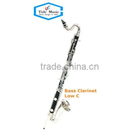 Professional Low C bass clarinet hard rubber body nickel palted