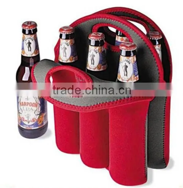 Portable neoprene wine/beer cooler holder with handle