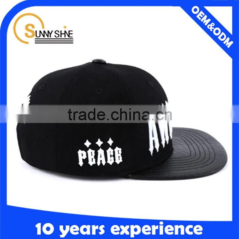 custom snapback wholesale 3d puff acrylic snapback hats leather brim hats hip hop