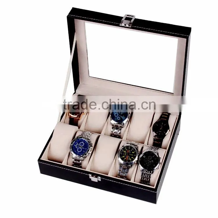 Wholesale Custom Stunning Wlegant 10 Slots Black Wooden Watch Boxes For Men.