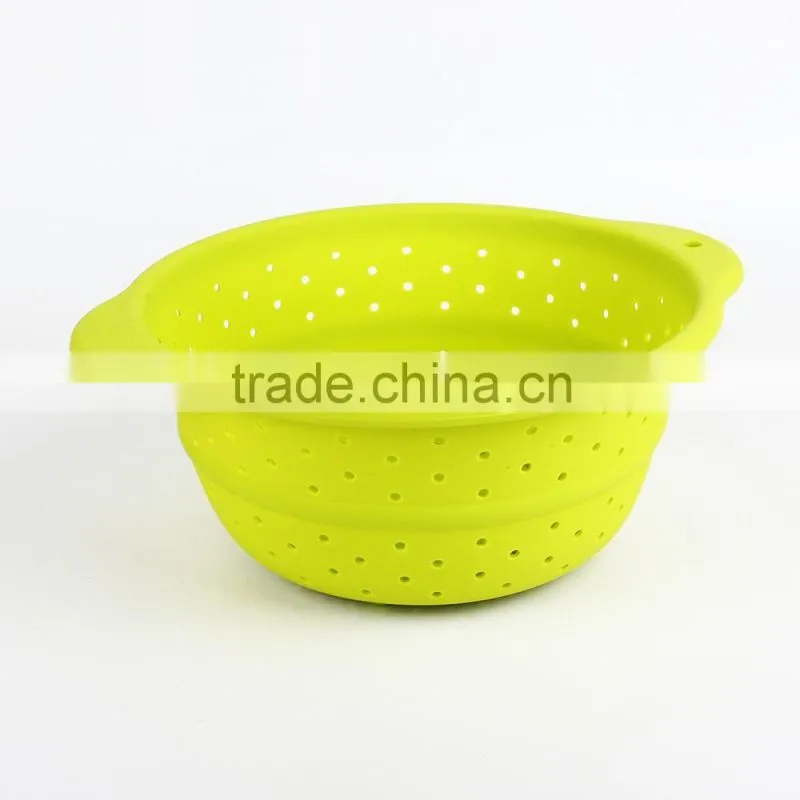 Promotional BPA free food safety silicone Collapsible Colander