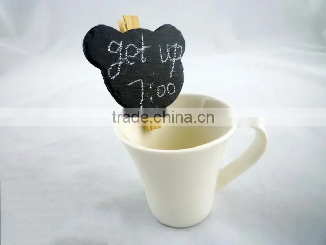 Smooth Edge Stone Marker Clip Black Bear Shape Clip Marqueur d'ardoise