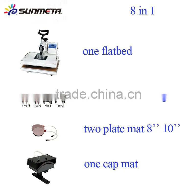 Sunmeta t-shirt printing 8 in 1 Combo Heat Press machine, sublimation machine 8 in 1