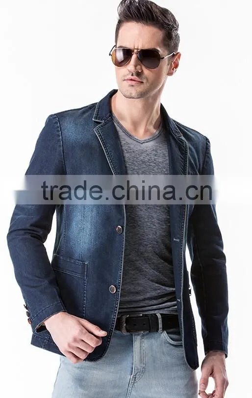 Vogue Blue Men's Fashion Trend Denim Jackets Short Jean Coat with high quality
