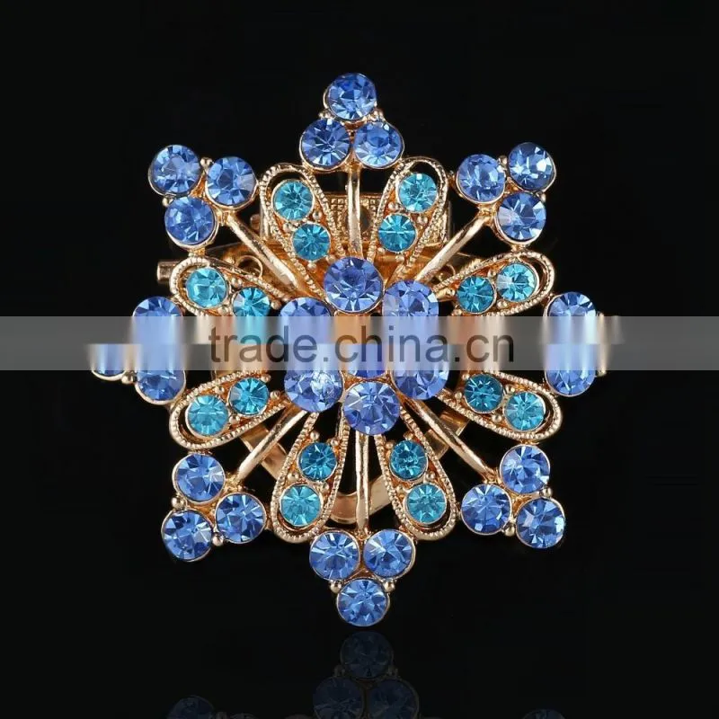 Color Rhinestone Flower Brooch Pins,Hollow Artificial Green Diamond Scarf Buckle For Dress