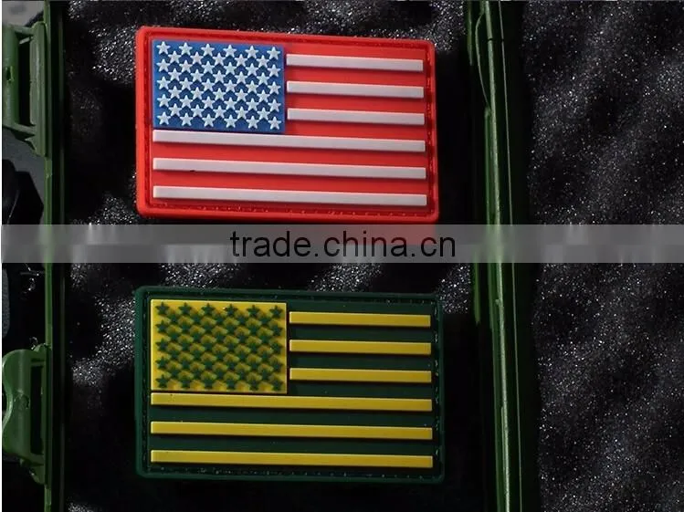 American Flag Patch Rubber PVC US Flag Hook And Loop Tactical Patches Military Armband Army Badge Red Green Color