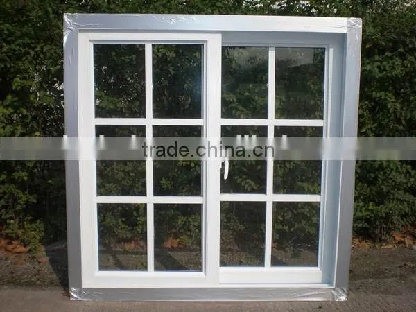 White Frame 3 panes aluminum sliding window with grill