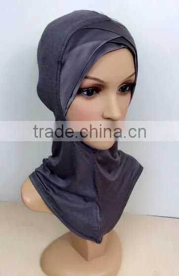 C063 new style satin double crossover ninja inner underscarf,full underscarf to cover neck