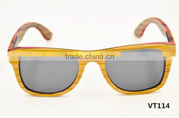 2016 round square retro UV400 color lens design bamboo wooden polarized sunglasses quality