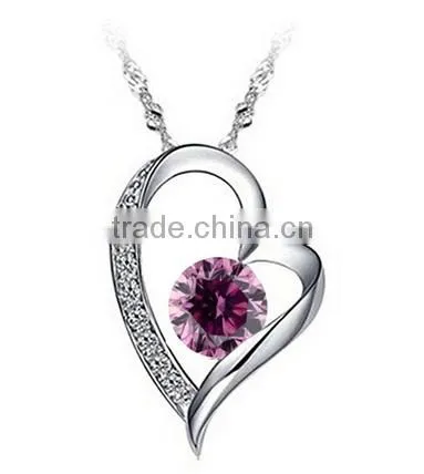 Silver Heart Necklace Crystal - Stylish Crystal Pendant Fashion Designer Jewelry Gift for Valentine's Day