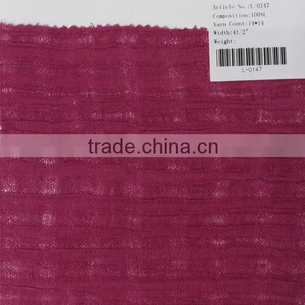 14*14 100% linen dobby yarn dyed fabric