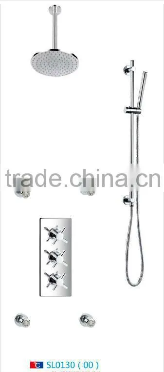Concealed Rain Shower Set Thermostatic Shower Valve Rain Shower Head Spa Body Massage Spray Jets