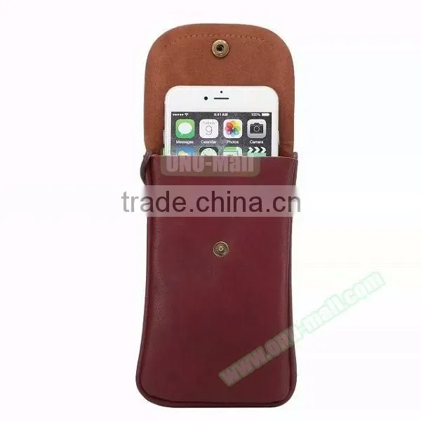 New Fashion Cell Phone Shoulder Strap Bag, Leather Case Cover for 5.7 Inch Mobile Phone