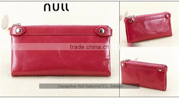 Professional supplier double zipper cheap leather purse for lady