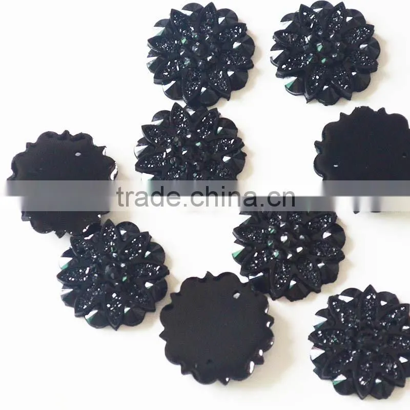 Round Resin Rhinestone ,16mm Rhinestone Sewing ,Flatback Black Gems