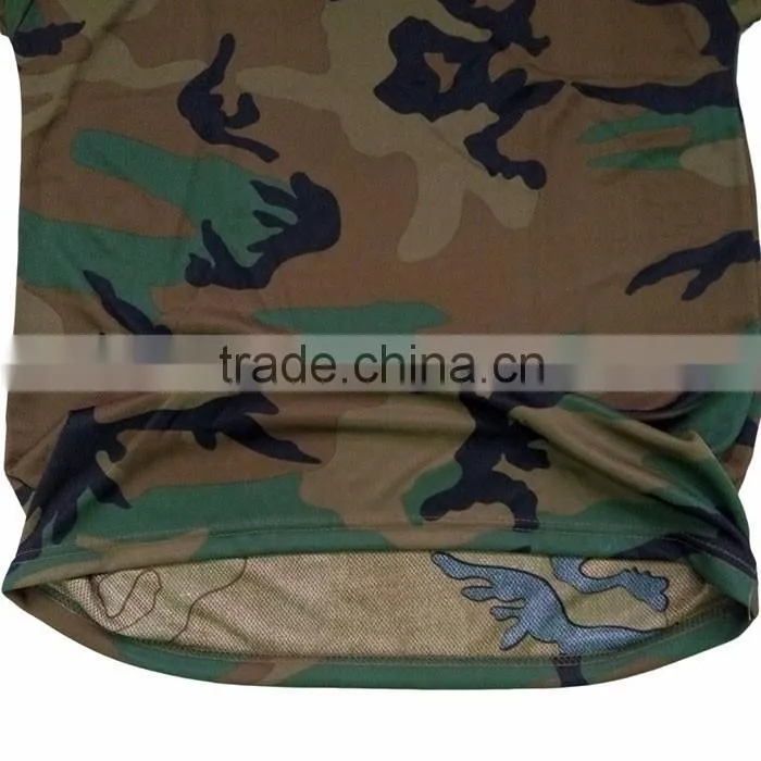 Military woodland camouflage polyester t shirt
