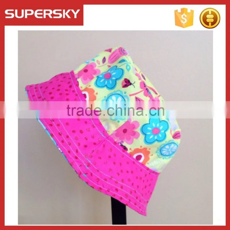 K-376 Fashionable Unisex Satin Lined Printed Pattern Cotton Bucket Hat Floral Printing Bucket Hat