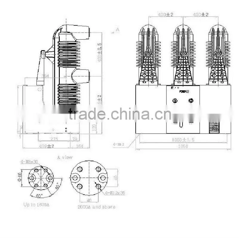 33kV Indoor Vacuum Circuit Breaker with spring actuactor, vacuum interrupter,overall small resistance