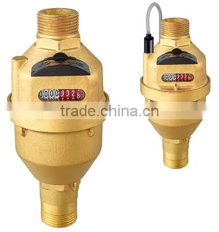 Volumetric water meter with pulse output