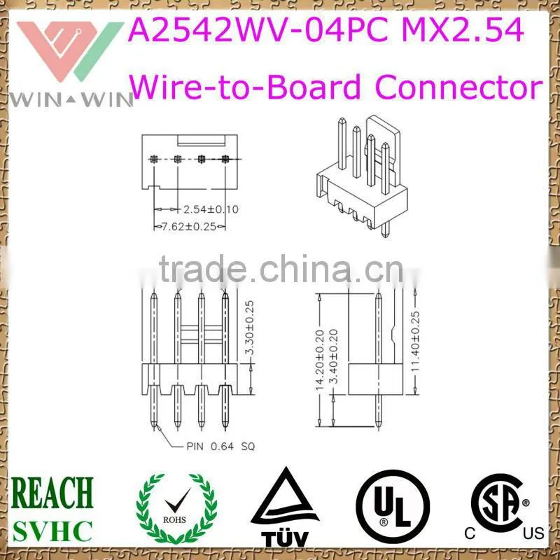 2.54mm Pitch A2542WV-04PC MX2.54 Electronic Wire to Board Connector