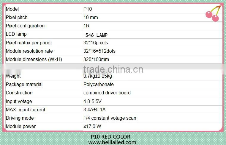 P10 RED color 320x160 outdoor module for led display screen water proof