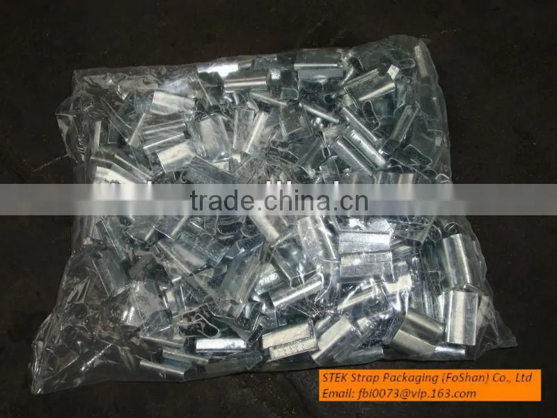 Steel packing buckles for plastic straps from Stek manufacturer