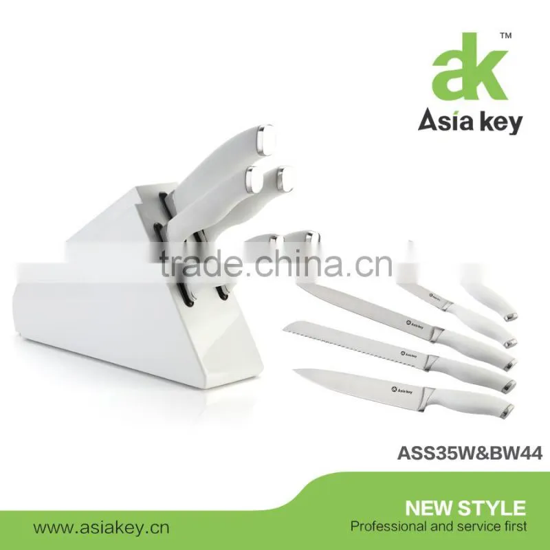 Sharp blade knife set for kitchen wooden handle acrylic block