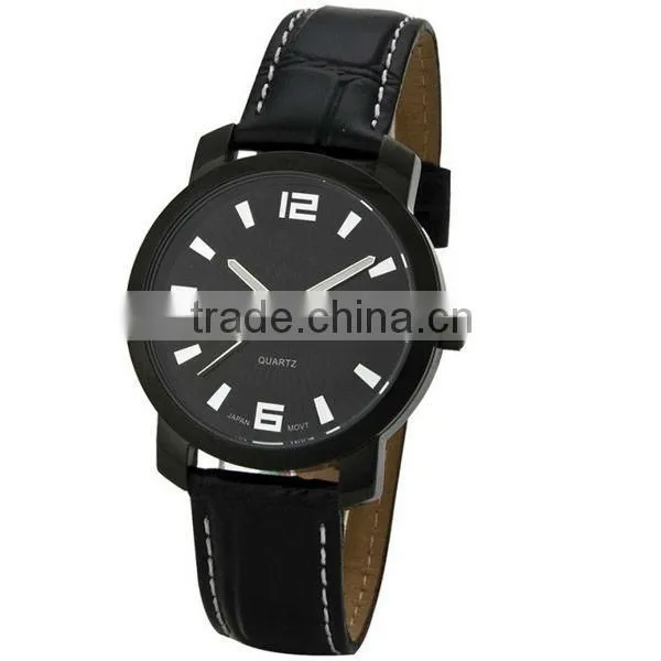 Japan movement wrist mens leather black classic watches