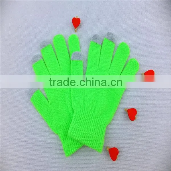 Different material acryllic 3 fingers knitted touch gloves