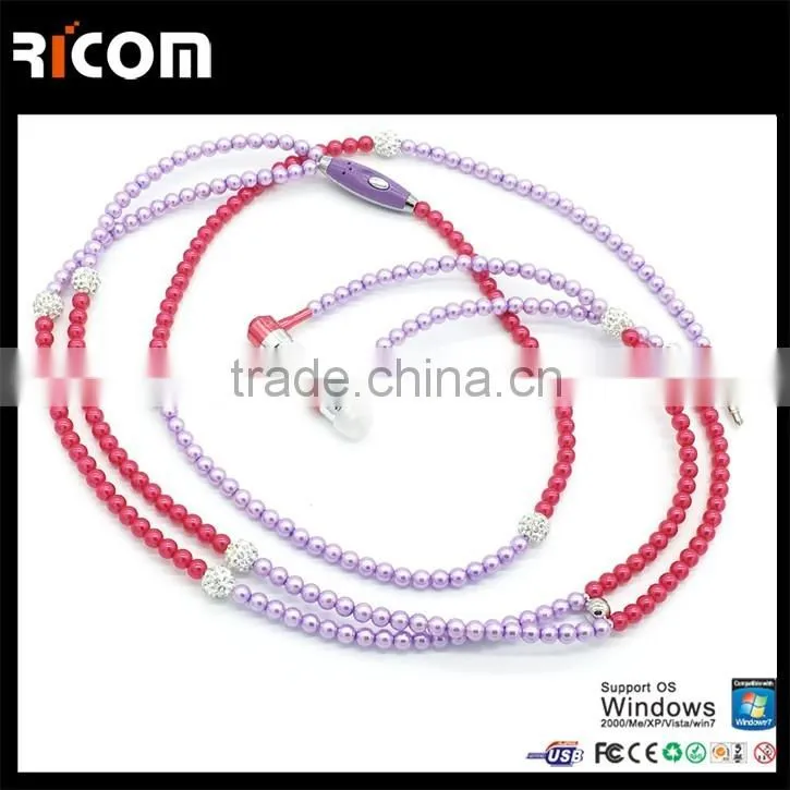 Unique design Jewelry necklace earphone for gift,promotion and retail---EO3007