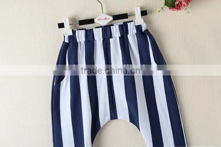 2016 new baby zebra cotton pocket striped pants