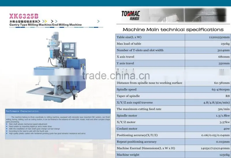 aluminum machining CNC Universal Radial Milling Machine XK6325B highyield