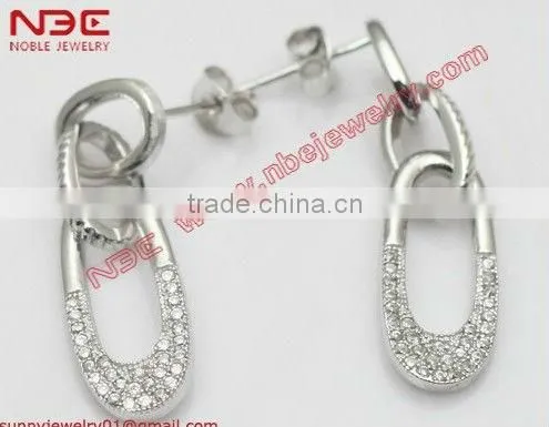 Costume 925 silver hoop earrings,black and white stone silve hoop earrings jewelry